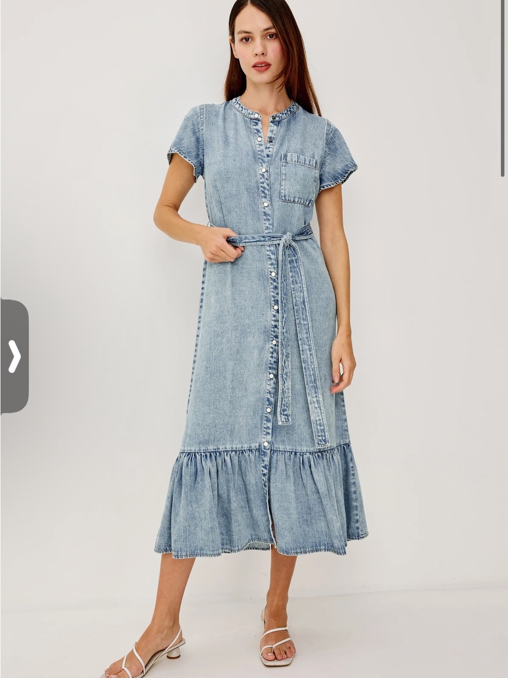 Rails Kahlo Faded Indigo TENCEL Denim Belted Midi Dress Size XS